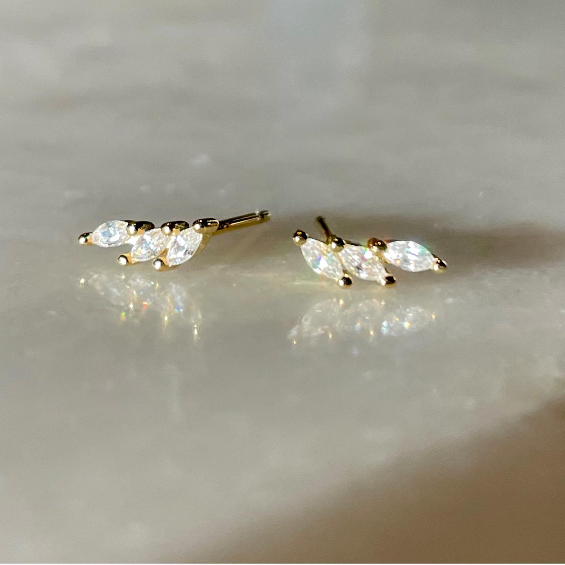 Leaf Micro Studs with Zircon