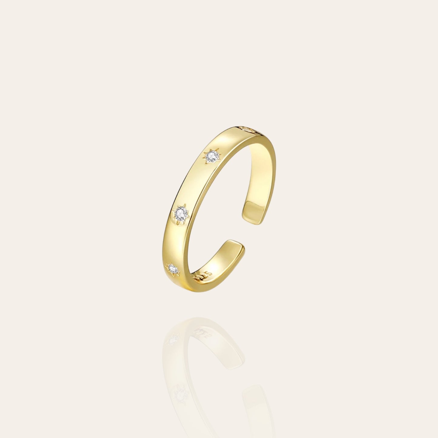 Adjustable Gold Zircon Ring